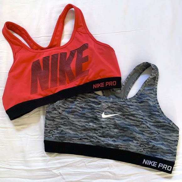 2 Nike Pro Bra Bundle Gently Used Red and Gray - Picture 1 of 1
